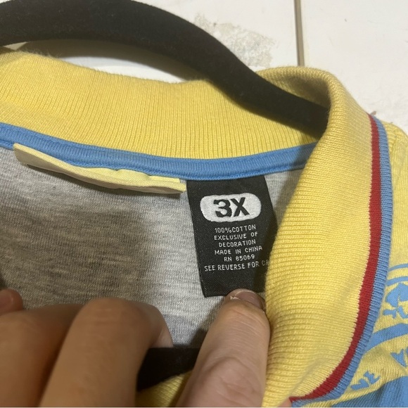 Y2K Paco Jeans Printed Polo Shirt Bling Bling Bling Yellow Red Blue Size 3X - Picture 6 of 11